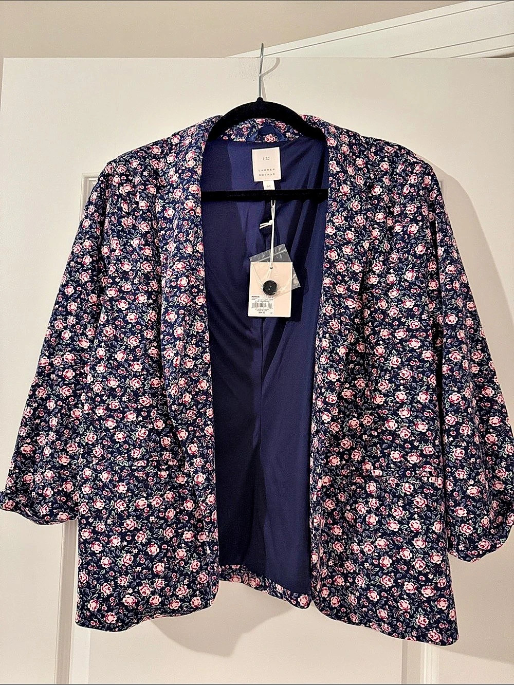 Lauren Conrad Fitted Blazer Floral Blazer in Blue & Pink Size Medium NWT